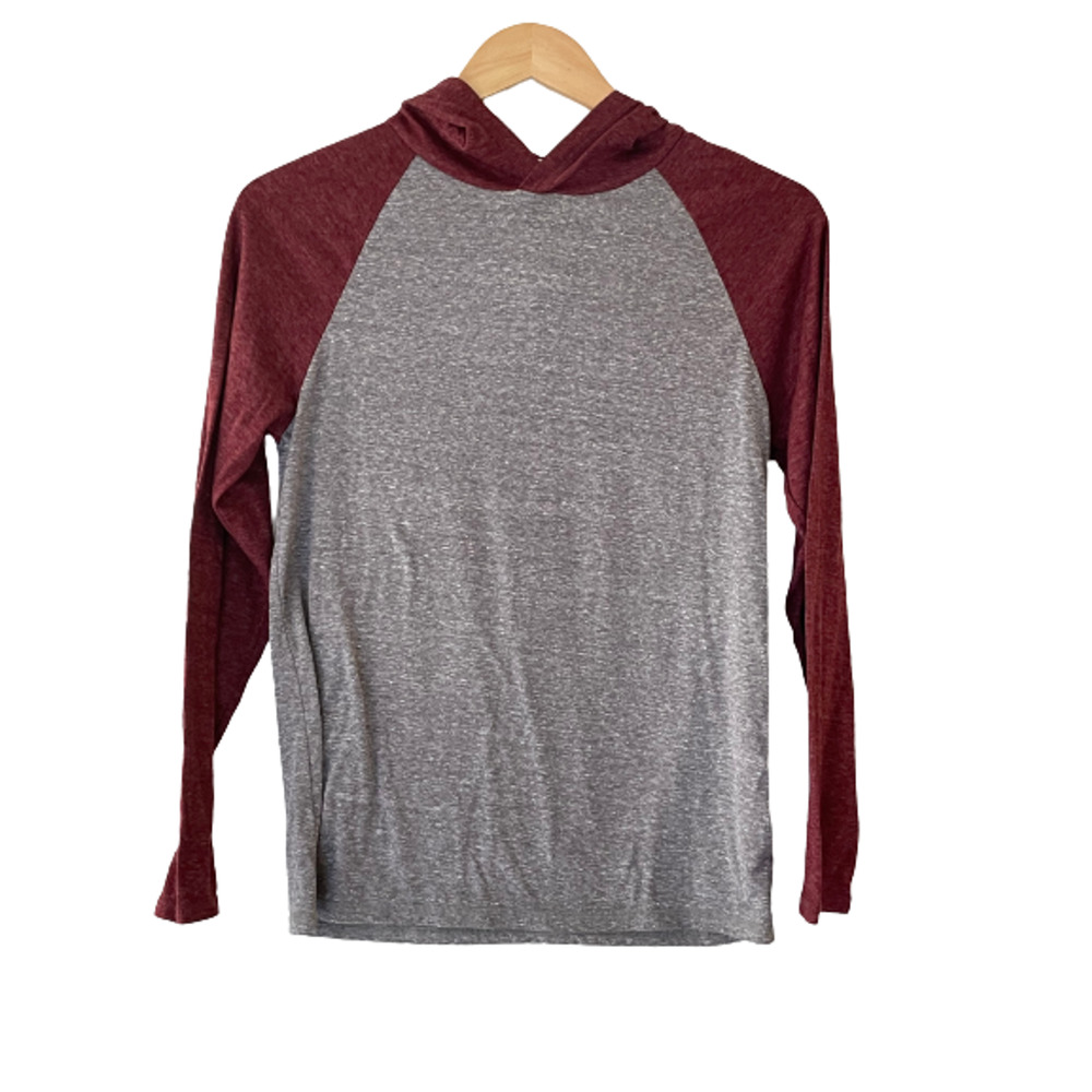 Threads 4 Thought Size 14 Boy's Colorblock Triblend Pullover Hoodie‎ Gray Red